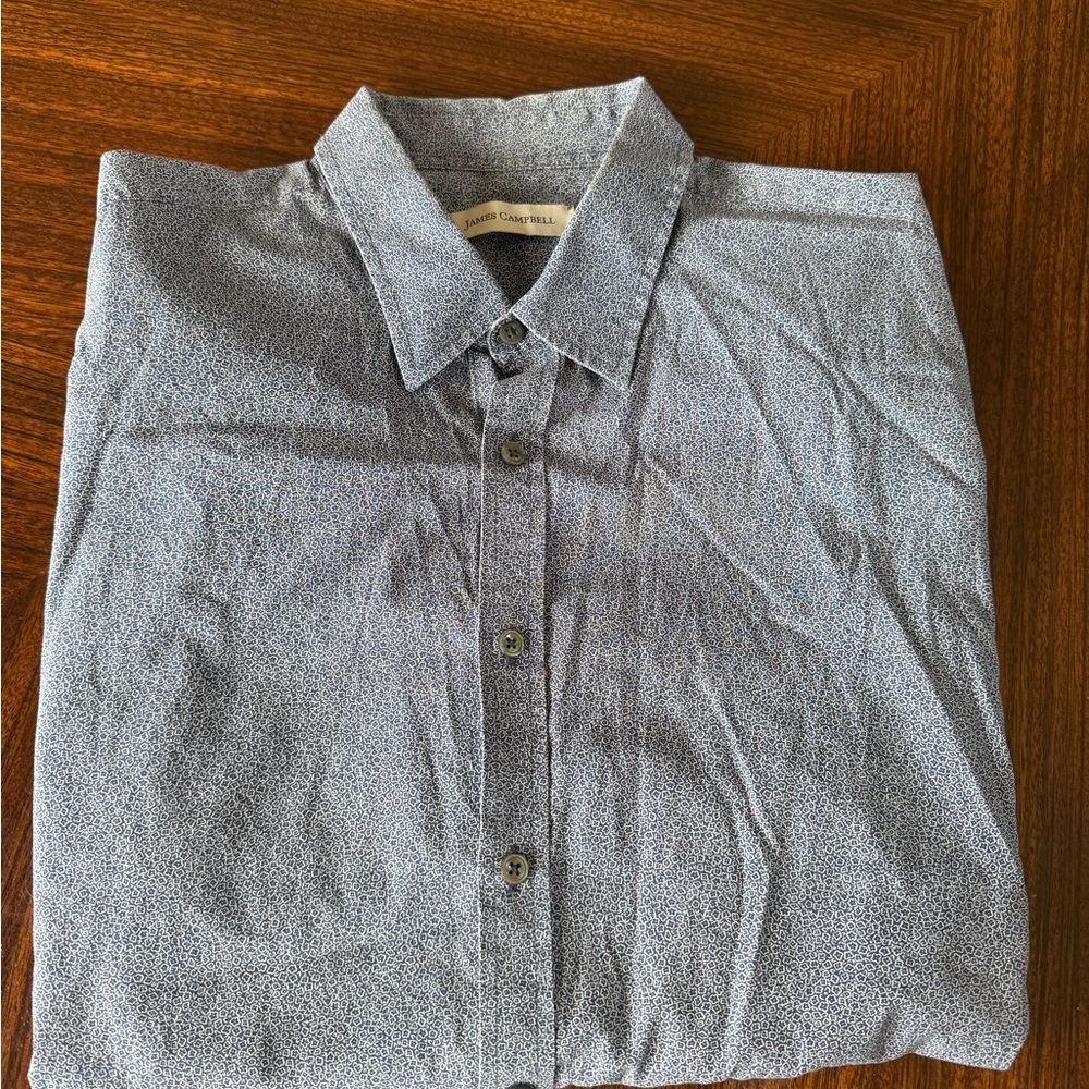 JAMES CAMPBELL MEN’S SHORT SLEEVE COLLARED BUTTON DOWN SHIRT FLORAL GEOMETRIC XL